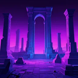 neon ancient ruins,digital art retrowave art,trending on art station