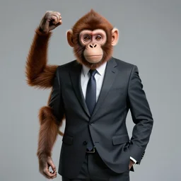 portrait of a professional monkey in a suit, studio lighting, majestic pose, corporate business, trending on artstation, artgerm, cgsociety