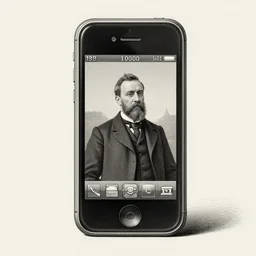 a 1905 depiction of an iphone, detailed, old