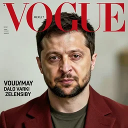 Volodymyr Zelensky as the Joker (from The Dark Knight)  on the cover of the Vogue magazine