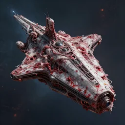 cyberpunk space ship, highly detailed, masterpiece, artstation, art by emika lightweaver, made of blood and body parts in the style of giger and hellraiser, clive barker