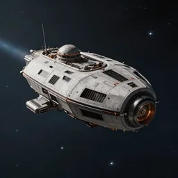 tiny spaceship, deep space exploration!!!, flying, the expanse tv series, industrial design, the final frontier, illustrative!!, punk!!!, space pirate, hyperdetailed, hyperrealistic, utilitarian cargo ship, underexposed, cinematic lighting, 4k, wide angle, beksinski