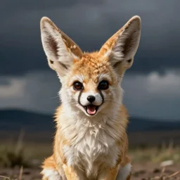 male fennec fursona, hypno eyes, mouth open, centered, looking forward.