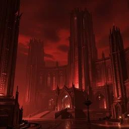 star wars concept art by greg rutkowski, an ecomenopolis, palatial, elegant, neo - gothic architecture, dark, reddish cinematic lighting, haunting atmosphere, artstation hq.