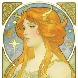 close up portrait of virgo!! astrology celestial symbolism, by artgerm, cushart krenz, greg rutkowski, mucha. art nouveau. gloomhaven, swirly vibrant ripples, gaudy colors, sharp edges. ultra clear detailed. 8 k. elegant, intricate, octane render