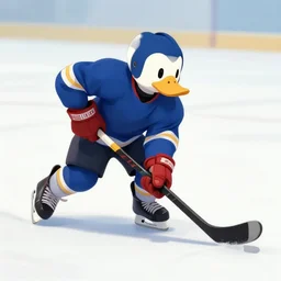 a duck playing hockey