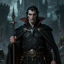 a highly detailed color illustration portrait of a vampire king, conan, dark moody eerie castle setting, d & d portrait, planescape, horror fantasy art, hires, deviantart, sharp focus, centered, art by tim hildebrandt and frank frazetta and gerald brom and greg rutkowski