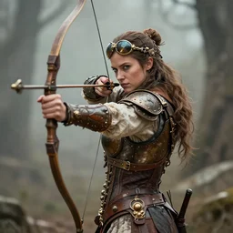 steampunk archer, 4 k, hdr, smooth, sharp focus, high resolution, award - winning photo, anne stokes, photorealistic