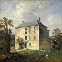 a building in a landscape, by gustave moreau
