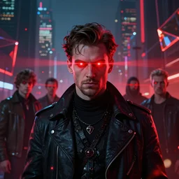 an aesthetic portrait of the mad king, with his red lazer eyes beaming across the city of blood and prisms by john harris and mark simonetti and leonid afremov and ivan aivazovsky, unreal engine, hyperrealistic, vray, unsplash photo contest winner, digital art, cyberwave, neon, cinematic