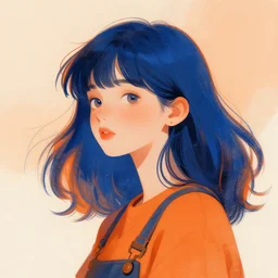 midjourney random art painting, blue and orange