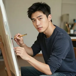 attractive male, painting by ross tran