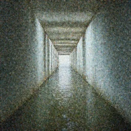an endless hallway with shallow water at the bottem of it, liminal