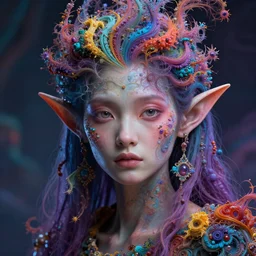 ai created art realistic fine detail fractal colorful cinematic ultra detailed sharp focus super beautiful bizarre amazing elf