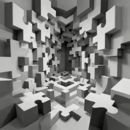 massive, geometric, puzzle-like room, by MC Escher