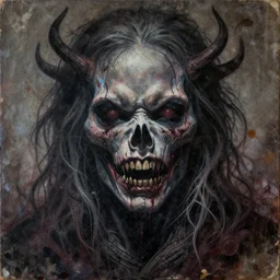 a dirty grunge painting with dark and muted colors of the personification of hate. airbrush art, complex massive detail, lsd.