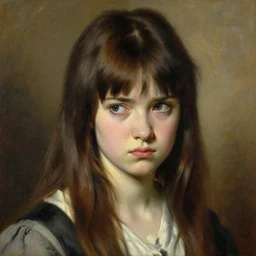 a portrait of a frowning anime girl, painting by gaston bussiere, craig mullins, j. c. leyendecker