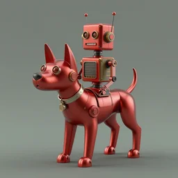 adventurer ( ( ( ( ( 1 9 5 0 s retro future android robot dog. muted colors. ) ) ) ) ) by jean baptiste monge!!!!!!!!!!!!!!!!!!!!!!!!! chrome red