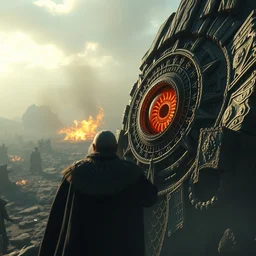 ( ( ( the eye of sauron ) ) ), watching the the great battle of the middle earth, cinematic light, unreal engine 5
