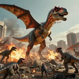 movie frame still from live action horde of pterodactyl attacking the city, fires, smoke plumes, 8 k ultra wide angle zenith view greg rutkowski kim jung gi