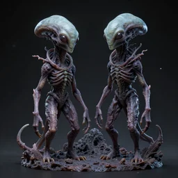 a couple of weird looking alien like creatures, a microscopic photo by wayne barlowe, zbrush central contest winner, cosmic horror, lovecraftian, fractalism