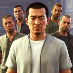 highly detailed portrait, asian man, in gta v, stephen bliss, unreal engine, fantasy art by greg rutkowski, loish, rhads, ferdinand knab, makoto shinkai and lois van baarle, ilya kuvshinov, rossdraws, tom bagshaw, global illumination, radiant light, detailed and intricate environment