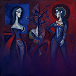 the brittle. digital painting, vertical, intricate, beautiful, detailed, grunge, illustration, abstract art by georgia o'keeffe and el lissitzky and malevich and kandinsky and milo manara, trending on artstation. blue, dark red and dark purple color scheme, gradient darker to bottom