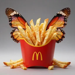 hyperrealistic dslr film still of amorphous mcdonalds french fries with butterfly wings, stunning 8 k octane comprehensive 3 d render, inspired by istvan sandorfi & greg rutkowski & unreal engine, perfect symmetry, dim volumetric cinematic lighting, extremely hyper - detailed, extremely lifelike attributes & lifelike texture, intricate, masterpiece, artstation, stunning