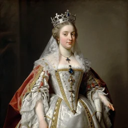 a neoclassic and romanticism coronation painting of a young german queen, circa 1 8 6 1
