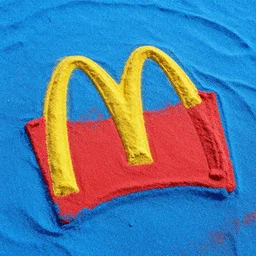 mcdonalds made of blue and red sand
