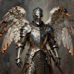 portrait painting of a fallen angel paladin with big burnt, sharp focus, award - winning, trending on artstation, masterpiece, highly detailed, intricate. art by terese nielsen