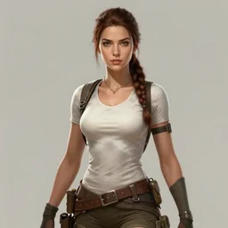 Lara Croft as a beautiful woman, fantasy, intricate, elegant, highly detailed, centered, digital painting, artstation, concept art, smooth, sharp focus, illustration, art by artgerm and donato giancola and alphonse mucha