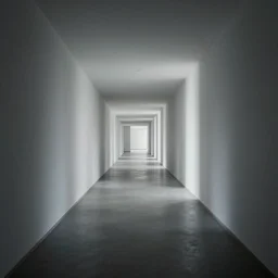 souless abstract art in an endless hallway