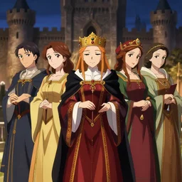 portrait of elegant gracious medieval royalties, medieval castle background, shallow focus, rich vivid colors, ambient lighting, dynamic lighting, 4 k, official media, anime key visual, makoto shinkai, ilya kuvshinov, lois van baarle, rossdraws, detailed, trending on artstation