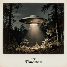 ufo flying over a forest at night, old picture, declassified,