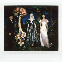 instax frame of transcendental consciousness from Pan's Labyrinth by Guo Jian and Yue Minjun, from Prometheus by Louise Bourgeois and Pipilotti Rist, dressed by Givenchy and Salvatore Ferragamo, haute couture painted by Andrea Pozzo, editorial asymmetry fashion photography, in lush brain coral femur by Javier Medellin Puyou