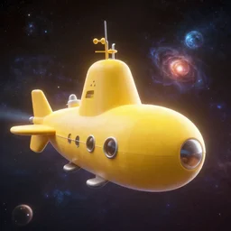 yellow submarine in space, supernova, octane render, 8 k, epic shot, artstation trending, 1 st place, winner, round plush volume, soft light, cinematic frame, golden ratio composition,