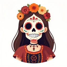 Illustration of a sugar skull day of the dead girl, art by john chamberlain