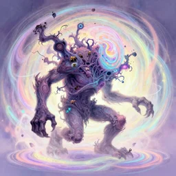 side profile, chaotic troll golem of destruction, gloomhaven, luminescent, colorful swirly magic ripples, pastel colors, by greg manchess, huang guangjian, gil elvgren, sachin teng, greg rutkowski, jesper ejsing, ilya kuvshinov