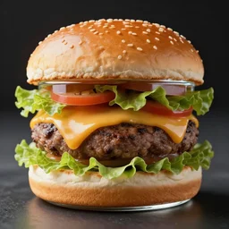 Burger made of transparent glass, photorealistic, 4K, close-up