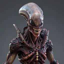 portrait of a terrifying space alien, varying detailed mucus skin, meat monstrosity, dragon scales, terrifying eyes containing big iris, bones piercing, mucus, realistic render, detailed, slimy unreal engine, symmetrical!!, photorealistic, greg rutkowski and ruan jia, octane render