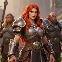beautiful redhead orc with warrior outfit, clash royal style characters, unreal engine 5, octane render, detailed, cinematografic, cinema 4 d