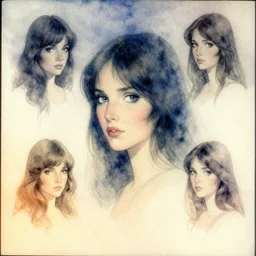 misty soul watercolored sketches artstation album cover, 70's film photography gradient glow 8k