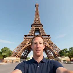 vr selfie of mark zuckerberg in front of the eiffel tower, 3 d render low poly ultra detailed cool octane