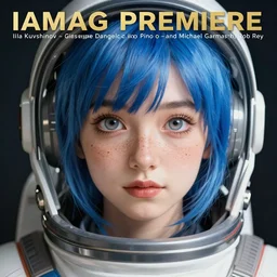 portrait Anime space cadet girl, cute-fine-face, pretty face, realistic shaded Perfect face, fine details. Anime. realistic shaded lighting by Ilya Kuvshinov Giuseppe Dangelico Pino and Michael Garmash and Rob Rey, IAMAG premiere, aaaa achievement collection, elegant freckles, fabulous, eyes open in wonder, blue hair