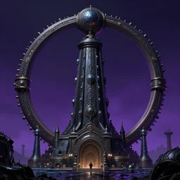 a realistic detail of Atlantis by Julian calle, wlop, Beksiński, thomas kinkadegreg, rutkowski, Finnian MacManus, Syd mead Trending on artstation, black and blue and purple scheme, 8k, Unreal Engine