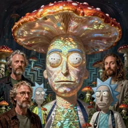 lucky fungus labyrinth mohawk scales projector portrait by gaston bussierre and charles vess and james jean and erik jones and rhads, inspired by rick and morty, epic, funny, huge scale, beautiful fine face features, intricate high details, sharp, ultradetailed