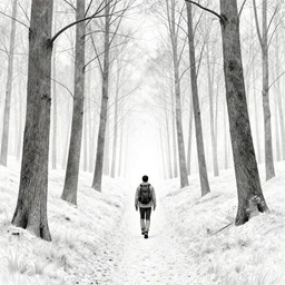 hiking through the forest by Kilian Eng, minimalist, detailed