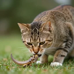 a cat eating a brachiosaurus
