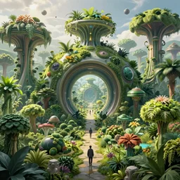 portal to a futuristic vegetative world, extremely detailed, sharp focus, wide view, full body shot, smooth, digital illustration, by, rutkowski, by rossdraws, frank franzzeta, sakimichan, mcbess, gerald brom!!!